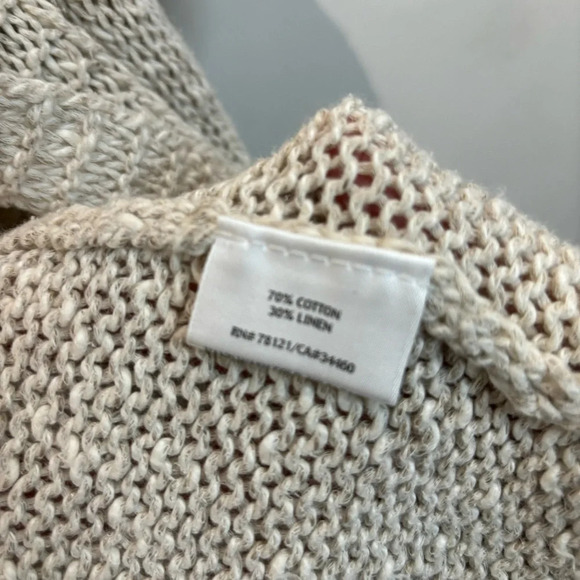 EILEEN FISHER Sz S Open Front Cotton Linen Blend Short Sleeves Collar Cardigan - Picture 5 of 7